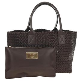 BOTTEGA VENETA INTRECCIATO Cabas PM Borsa in pelle Marrone 141498 Auth am11902SM