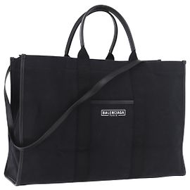 Bolso BALENCIAGA de lona 2way Negro Oro 671403 Auth 186106M