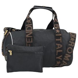 Borsa FENDI Canvas 2way Nera Oro Auth 186293