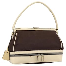 Borsa PRADA in tela marrone Auth 185862