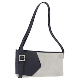 Borsa a tracolla LOEWE Anagram in scamosciato grigio argento autentica 187727A