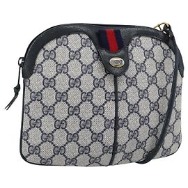 Sac à bandoulière GUCCI GG Supreme Sherry Line PVC Bleu Marine Or 68 02 047 Auth 185910