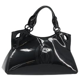 Borsa CARTIER Marcello in pelle vernice nera con dettagli argento Autentica 187367A