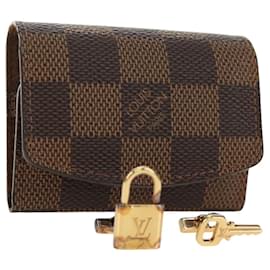 LOUIS VUITTON Damier Ebene Gemelli Gold Tone LV Auth 184847V