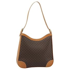 Céline Borsa a Spalla CELINE Macadam Canvas PVC Pelle Marrone Oro Auth 187649V