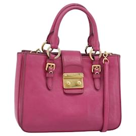 Borsa Miu Miu Madras in pelle 2 in 1 rosa oro Auth 187558A