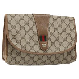 Clutch GUCCI GG Supreme Web Sherry Line in PVC Beige 89 01 030 Auth 187358