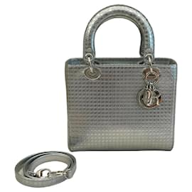 Borsa Lady Dior Mini in pelle argentata