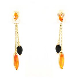 Autre Marque Orecchini pendenti in oro giallo 18K con onice