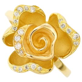 Autre Marque 18K Gelbgold-Ring mit Diamant