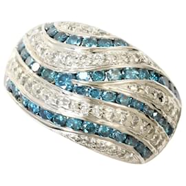 PT900 Platinring mit blauem Diamanten - Autre Marque