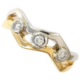 Autre Marque Anello a fascia in platino PT900 e oro giallo 18K