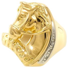 Autre Marque PT900 Platin- und 18K Gelbgold-Ring mit Diamant