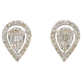 Autre Marque Orecchini a lobo in oro bianco 18K con diamanti