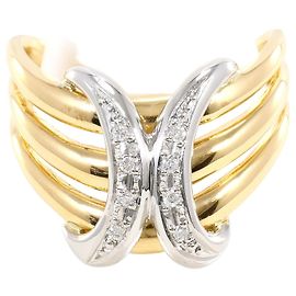 Autre Marque Anello a fascia in oro giallo 18K e platino
