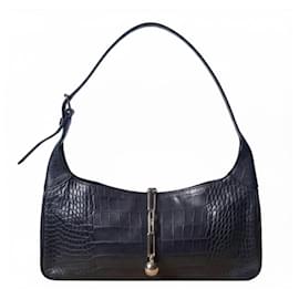 Escada Borsa a tracolla in pelle blu navy stampa coccodrillo