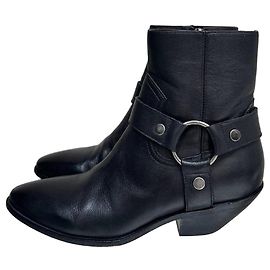 Bottines Texan en cuir noir Saint Laurent Taille 37 d'occasion