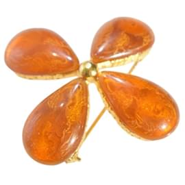 Broche fleur en verre ambré Gripoix Yves Saint Laurent