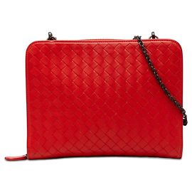 Bolso bandolera y de hombro en cuero rojo Intrecciato Bottega Veneta