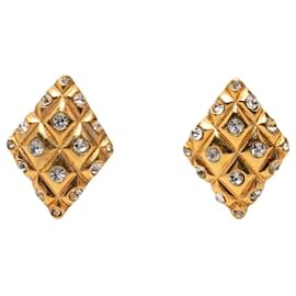 Chanel Clip-Ohrringe mit Goldbeschichtung und Strass