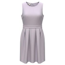 Autre Marque Ärmelloses plissiertes Midi-Kleid aus Wolle und Seide in Lilac Purple Aster von Lafayette 148 New York