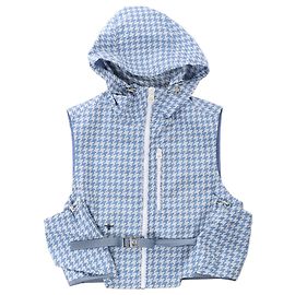 Gilet con cappuccio in sintetico con motivo pied-de-poule Christian Dior, Blu, Taglia S