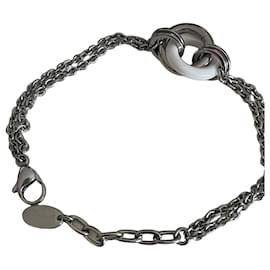 Autre Marque Bracciale a catena Lotus in argento e ceramica bianca