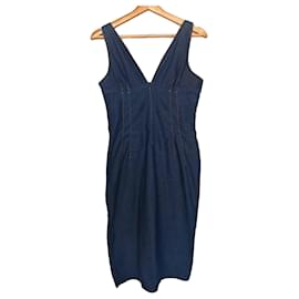 Dolce & Gabbana Slim Fit Denim V-Neck Dress