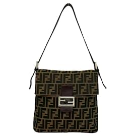 Borsa a Spalla Fendi Vintage Zucca FF Pattern Canvas Leather