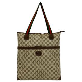 Bolsa Tote de Couro GUCCI Vintage Sherry Line GG Logo