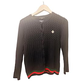 Gucci Baumwoll-Cardigan mit bestickter Biene - Marineblau