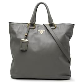 Bolso Tote Prada de piel marrón con logotipo