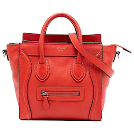 Borsa Celine Orange Nano Leather Luggage Tote - Céline