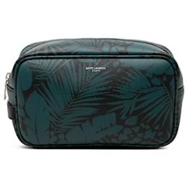 Pochette Saint Laurent Blue Grain De Poudre Tropical Palm