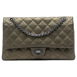 Chanel Marrone Trapuntato Calfskin Metallizzato Invecchiato Reissue 2.55 Double Flap 226