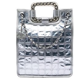 Borsa Shopper Chanel Silver CC Vinyl Ice Cube