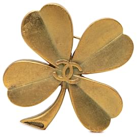Spilla Chanel Gold CC placcata oro con motivo a trifoglio