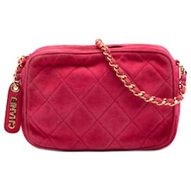Borsa a tracolla Chanel Red CC in scamosciato trapuntato
