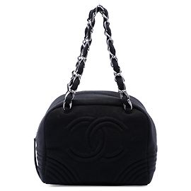 Borsa Chanel Black Small CC Jersey Bowler