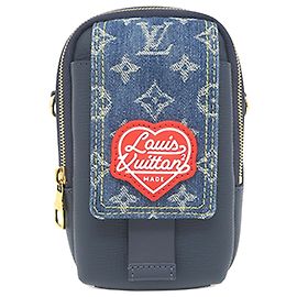 Double Phone Pouch in Denim Monogram Blue Nigo e Taurillon Louis Vuitton