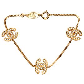 Bracciale Chanel Gold Triple CC placcato oro e strass