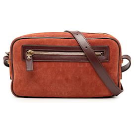 Borsa a tracolla Monogram All Over in scamosciato marrone Saint Laurent
