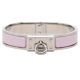 Hermès Pink Narrow Enamel Clic Anneau Bracelet PM