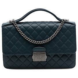 Chanel Green Medium Quilted Goatskin CC University Flap