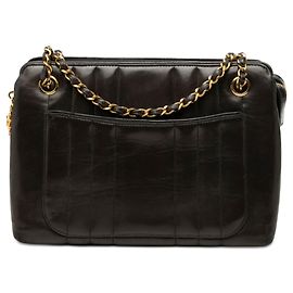 Bolso de Hombro Chanel Black CC Vertical Quilt Lambskin Medallion