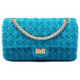 Chanel Blue Quilted Tweed Reissue 2.55 Double Flap 225