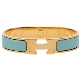 Hermès Blue Narrow Enamel Clic H Bracelet PM