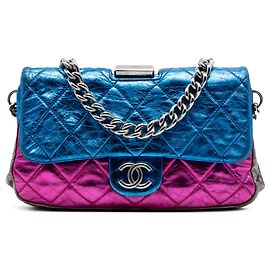 Borsa Chanel Multi Multicolor Quilted Metallic Calfskin Modern Chain Flap Frame Bag
