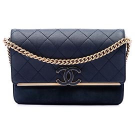 Lady Coco Flap Chanel Blue CC Stitched Caviar und Suede