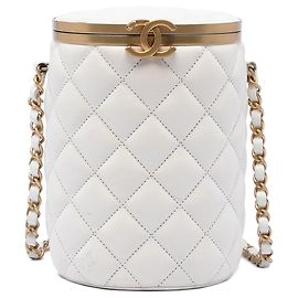 Borsa Chanel Crown Box in agnello trapuntato bianco Small